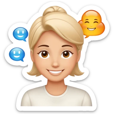 smiling face with balanced thought bubbles of work and relaxation sticker