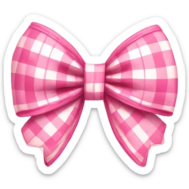 Pink gingham bow sticker