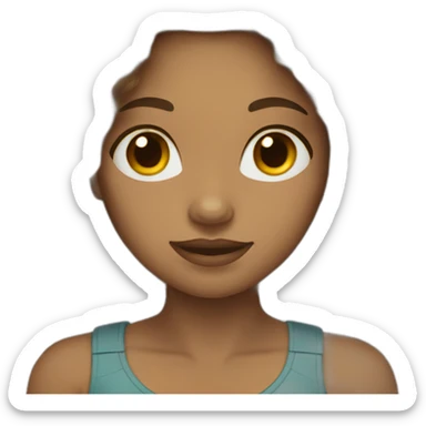 woman light brown skin long dark curly hair sticker