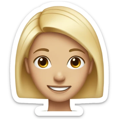 blonde girl smiling, freckles, short and half shaved hair  sticker