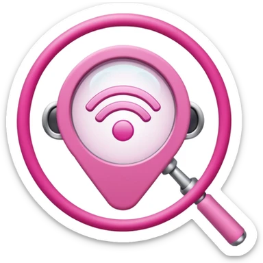 mix light pink dark pink and white girly wifi internet logo with a magnifying glass sticker