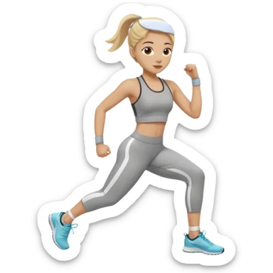 light skin girl with medium blonde hair and ash highlights, exercising, simple background sticker