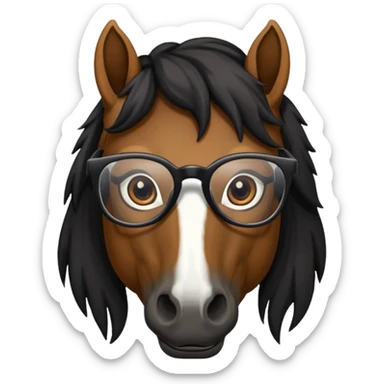 black horse head with glasses sticker