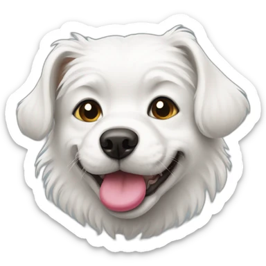 white dog with ball in mouth sticker
