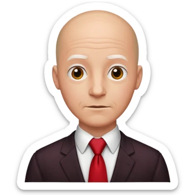 man Bald with red necktie, red dress, age. sticker