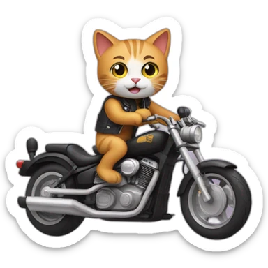 cat riding a motorcycle sticker