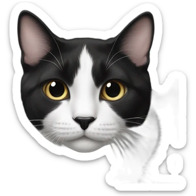 Black and white cat with black nose sticker