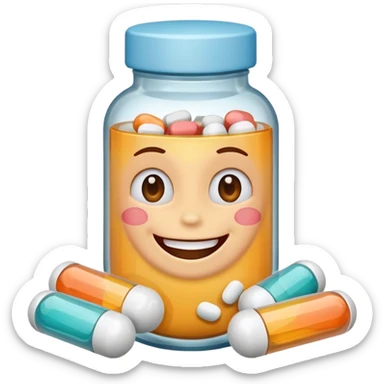 apochons avec des médicaments dedans qui sourient et rigolent sticker