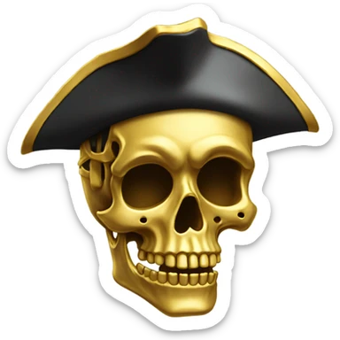 Skeleton made out of gold and wearing pirate hat sticker