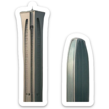 two towers whit a plane sticker