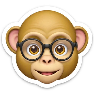 hybrid emoji combining a monkey face, rolling eyes, and nerd glasses, merging 🐵🙄🤓 into one emoji style sticker