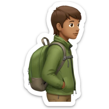 Hiker with backpack facing right sticker