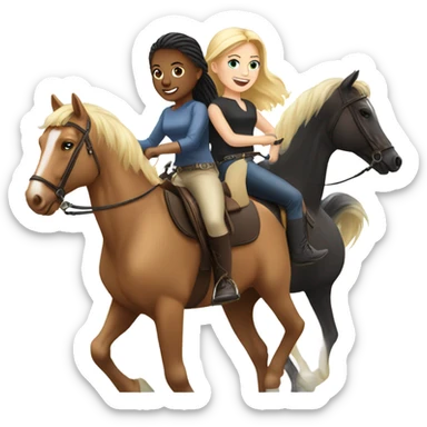 Two white girls with blonde hair riding horses sticker