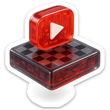 chess board of youtube play button, red YouTube play button, glossy circuit style sticker
