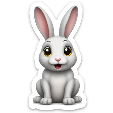  begging bunny with sticking tongue out sticker