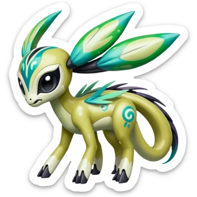 Colorful Shiny Edgy Cool Badass Painted Splashed Exotic Meloetta-Palkia-Virizion-Venom-Stitch-Fakémon-creature-hybrid sticker