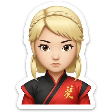 Chineese Kung fu girl with blonde hair with black streak sticker
