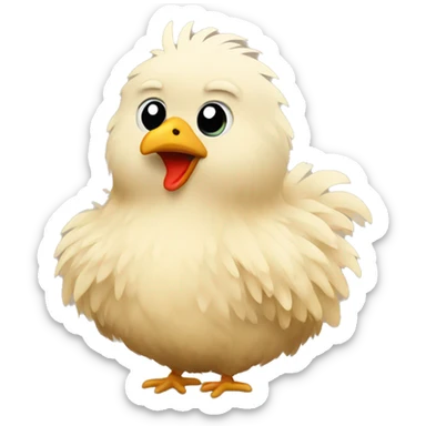 Fluffy chicken beige sticker
