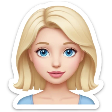 Blonde girl with medium hair and dusty pink lips happy grey/blue eyes  sticker