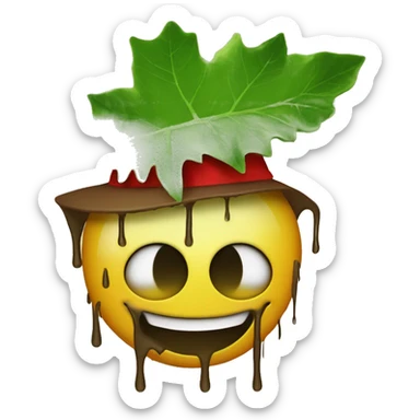 Dripping smiley face with wee leaf eyes and rasta hat sticker