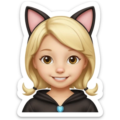 blonde girl kid in cat costume sticker