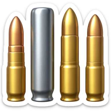 five gun bullets. four of them of one color and the fifth one of another color sticker