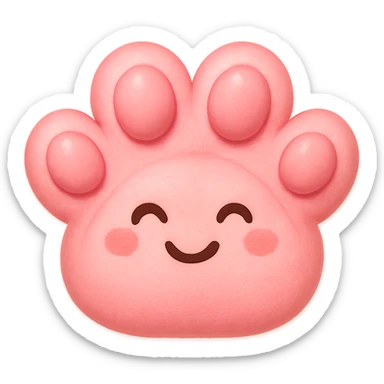 a cute and friendly pink paw print emoji sticker