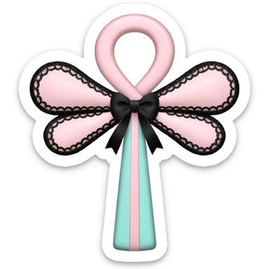 pastle pink ankh with black lace and bows sticker