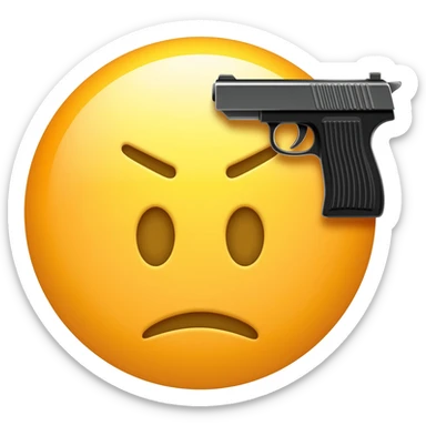 grumpy Coca-cola emoji with gun to the head sticker
