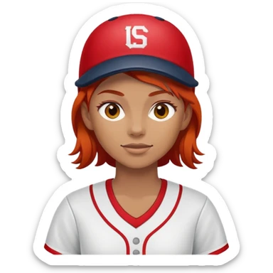 Softball player with red hair sticker