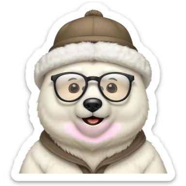  polar bear wearing glasses and a hat sticker