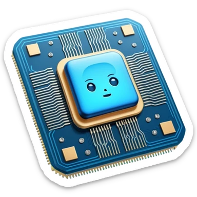 Cute AI processor chip with glowing circuits sticker