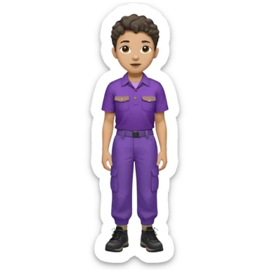 Lightskin, short wavy hair,big ears,short,purple shirt,cargo pants, black shoes sticker