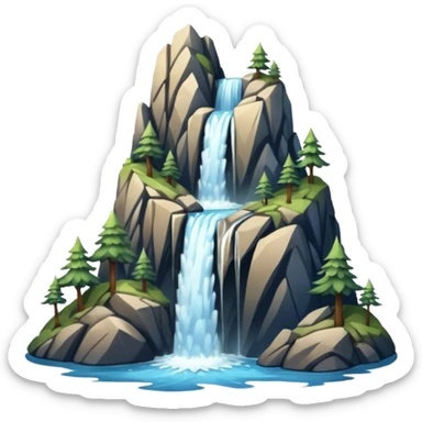 Mountain with flowing waterfall sticker
