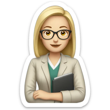White woman Teacher with glasses sticker