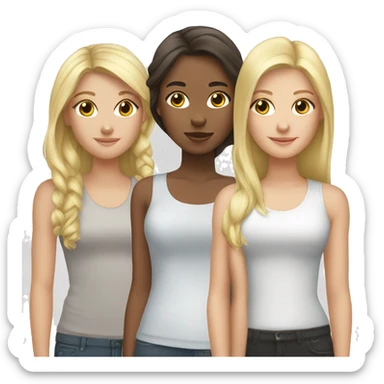 Three girls one brunette white girl two blonde girls  sticker