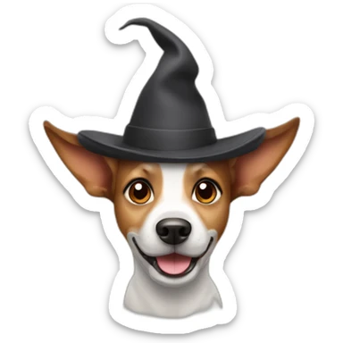 Happy dog with a small hat and pointy ears sticker