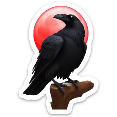 black raven against the backdrop of the red moon sticker