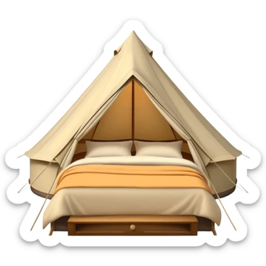 luxury glamping bell tent with plush bedding inside sticker