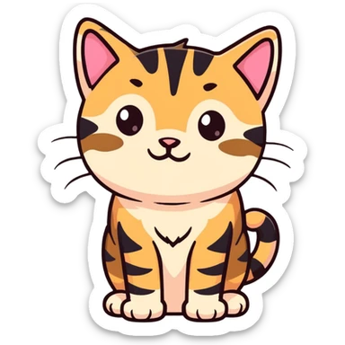 black/brown stripped tabby cat with beige pink nose and light brown eyes kitten sticker