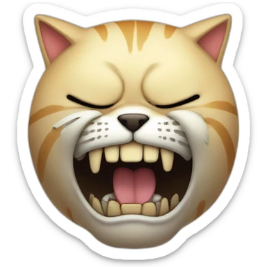 big fat cat crying in terror body skull sticker