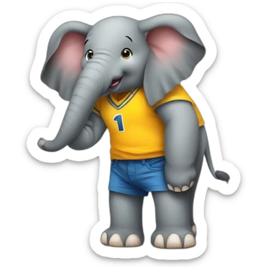 Elephant holding a big sign that says #1 Fan sticker