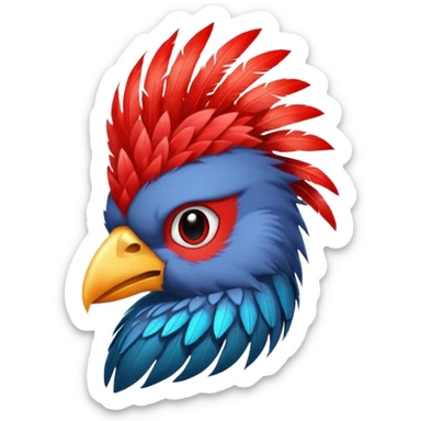 bird with piercings  and mohawk single vibrant colour  sticker