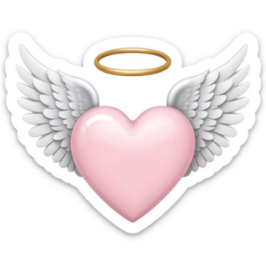 Light pink heart with white angel wings sticker