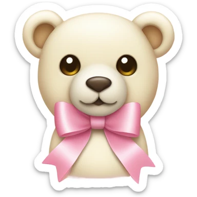 cream colored teddy bear with pastel pink bow sticker