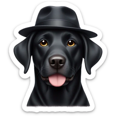 English black lab wearing hat sticker