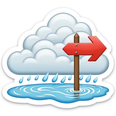 flood with wrong sign pointing or arrow to clouds sticker