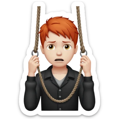 red headed boy hanging by his neck from a noose sticker