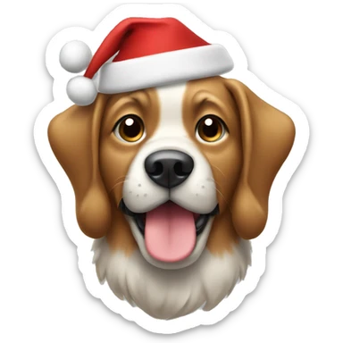 a dog wering a christmas hat sticker