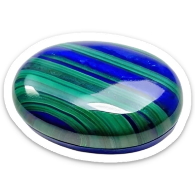Oval azurite malachite cabochon showing rich blue azurite and vibrant green malachite bands sticker